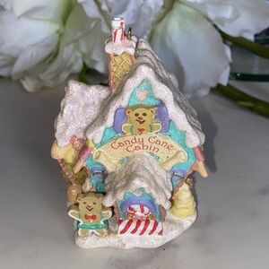 Whimsical Candy Cane Cabin Ornament Patel Colors